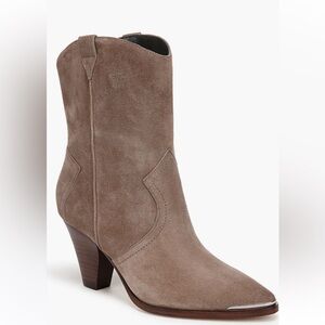 Veronica Beard Taupe Suede Heeled Boots